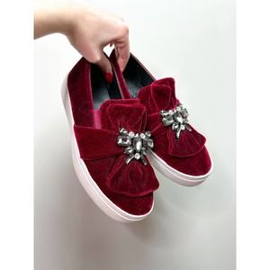 Zara Bejeweled Velvet Platform Shoes